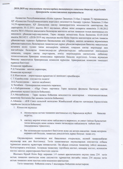 2018-19 оқу жылындағы брокеражды комиссияның қорытындысы
