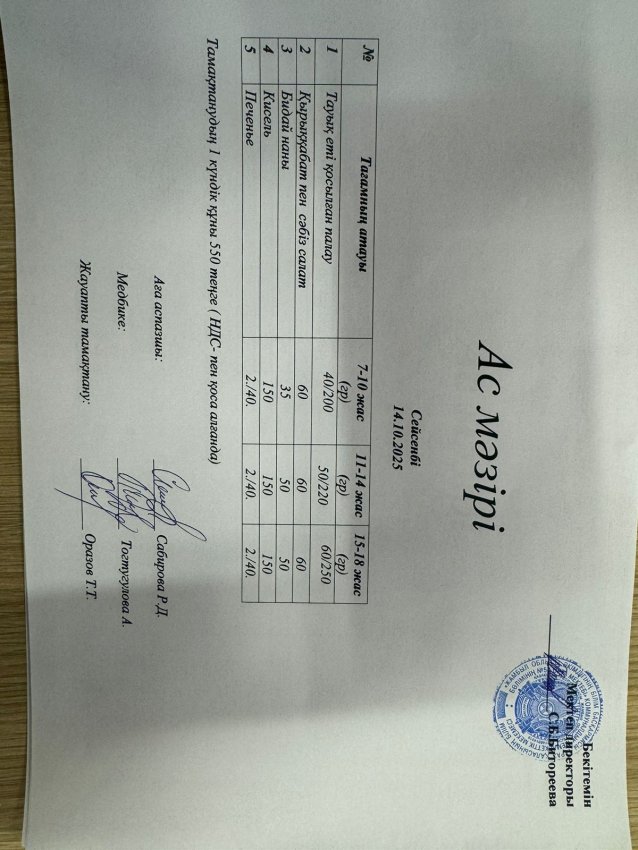 Ас мәзірі 14.09.2025